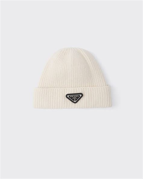 prada hat outfit|Prada beanie white and pink.